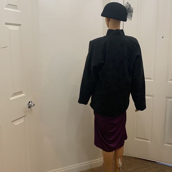 Peony Brand 100% Silk Black Medium Woman’s Asian Oriental Jacket Snap Closure - Picture 9 of 12